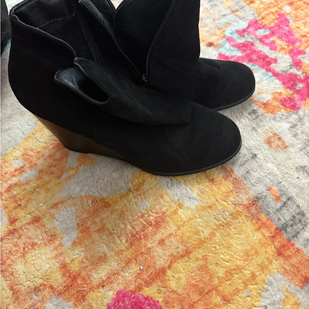 Black Wedge Ankle Boots